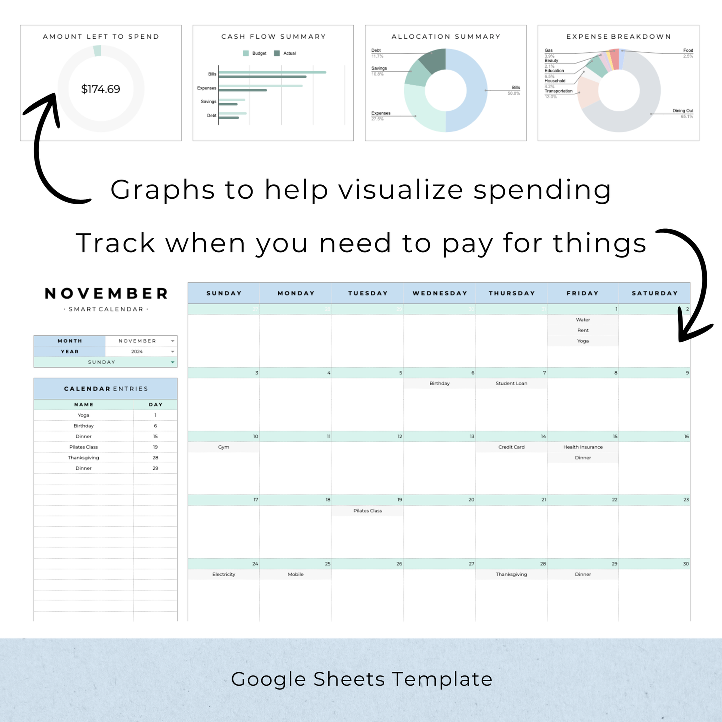 Monthly Budget Spreadsheet (Google Sheets)