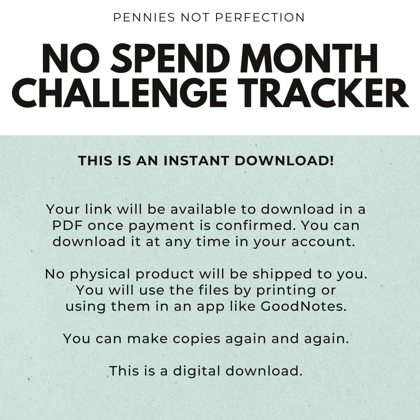 No Spend Month Tracker For No Spend Challenges