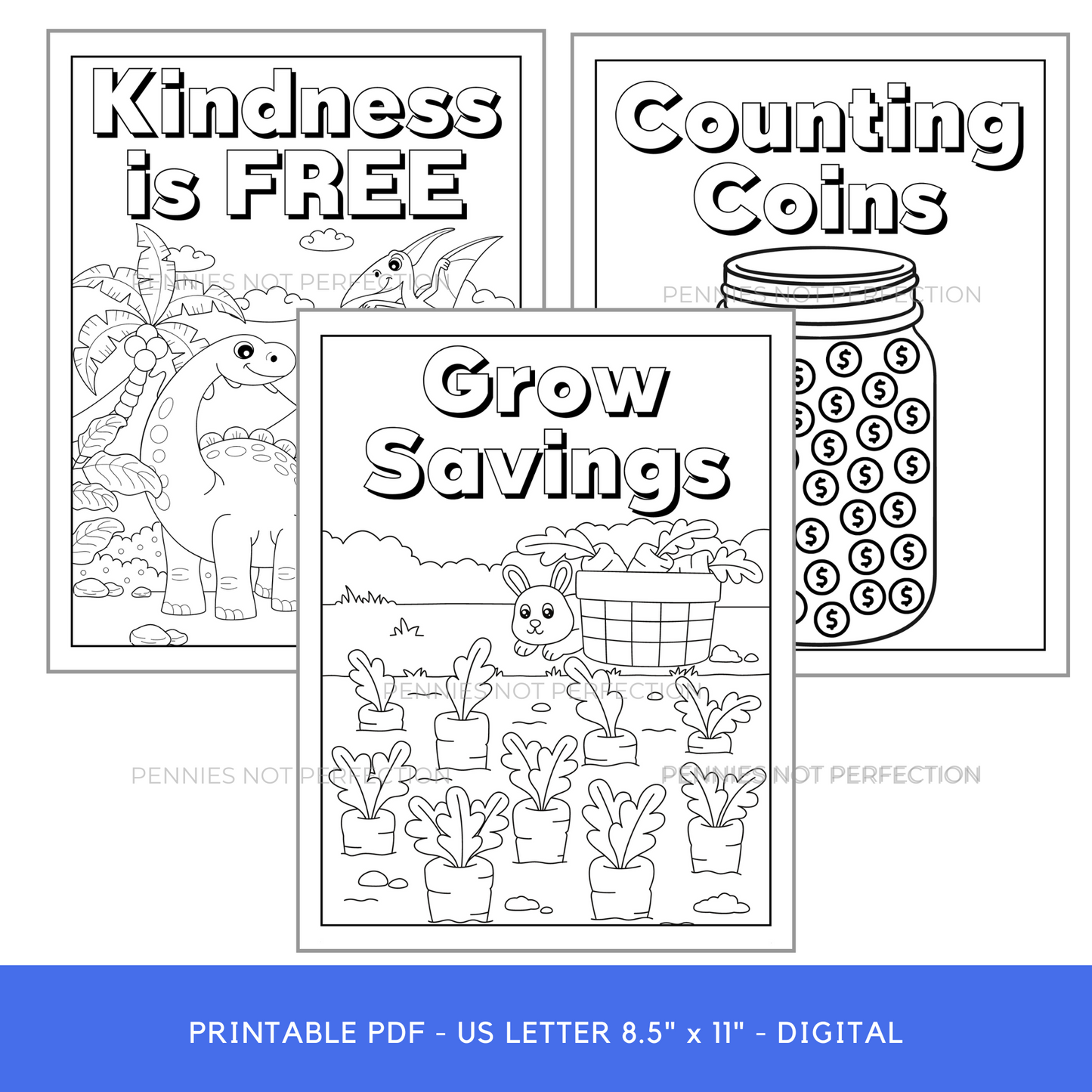 Money Coloring Book For Kids (35 CUTE Money Coloring Sheets)