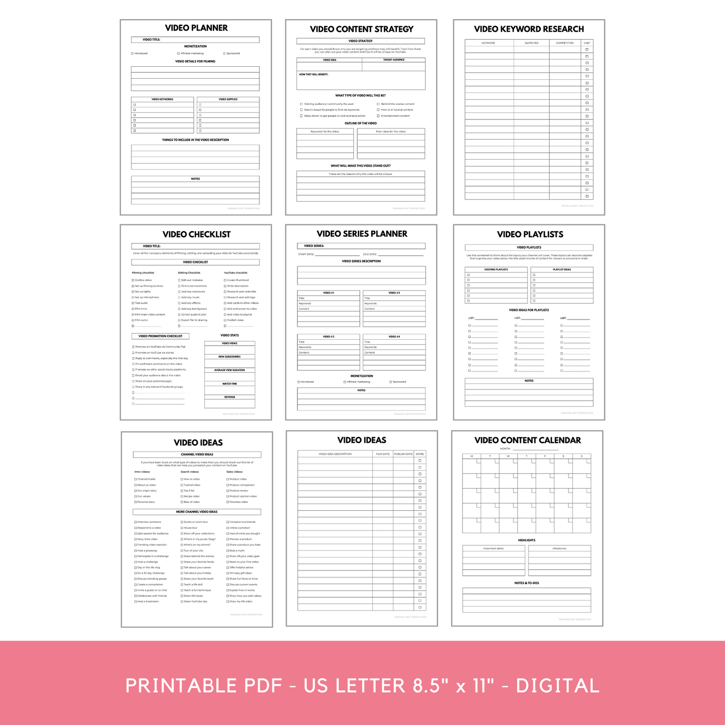 YouTube Success Planner Printable Guide