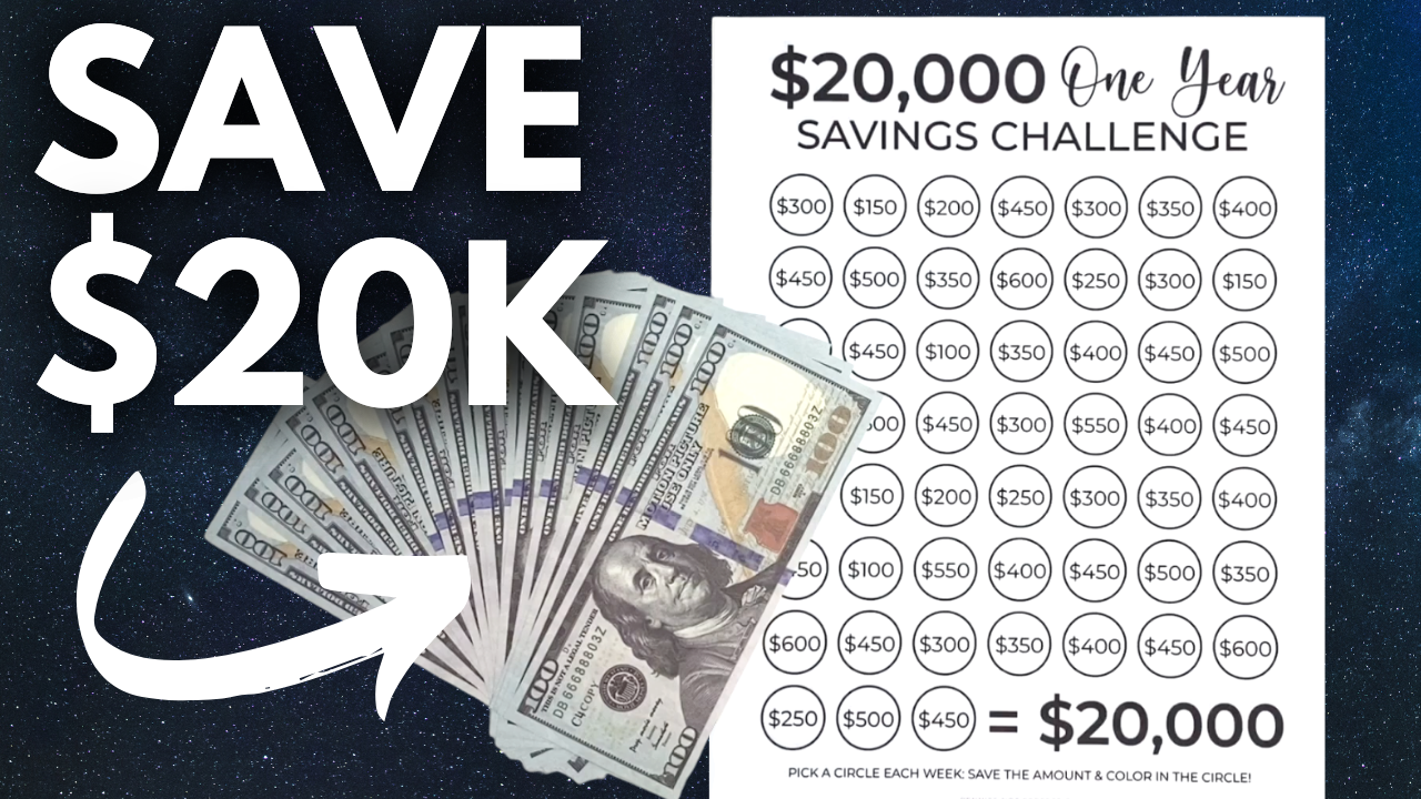 $20,000 In One Year Savings Challenge Tracker Printable