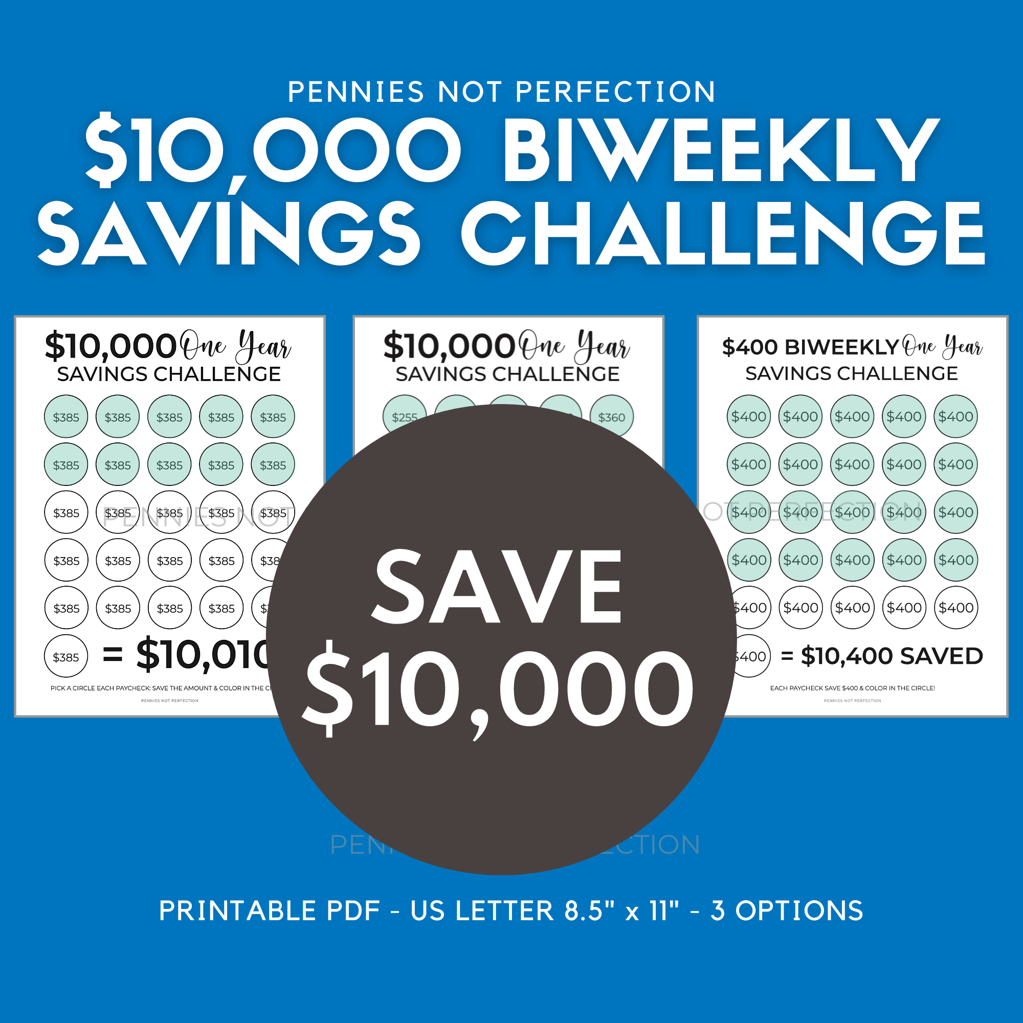 $10,000 Biweekly Savings Challenge Printable (Save $10,000 In One