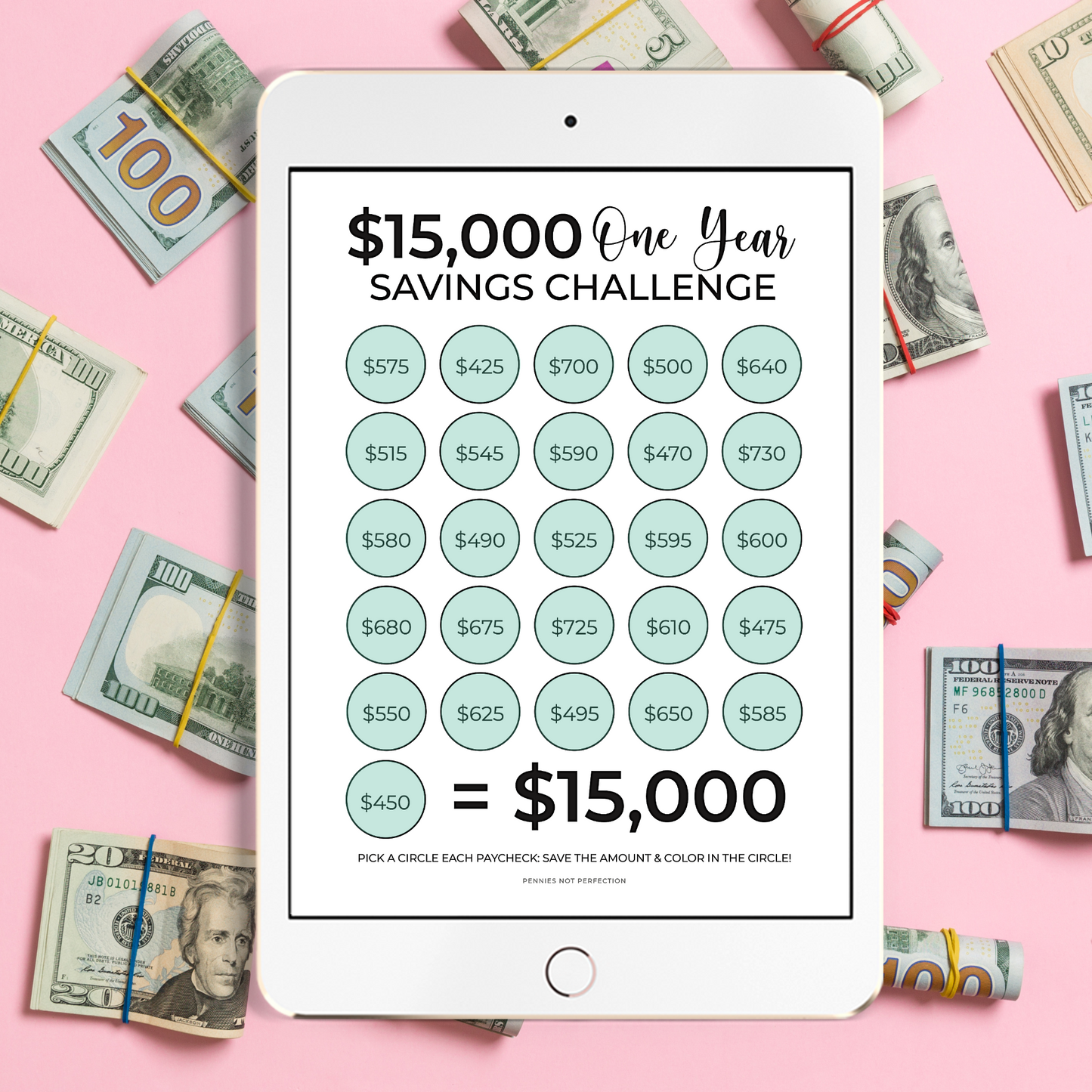 $15,000 Biweekly Savings Challenge Printable (Save $15,000 In One Year)