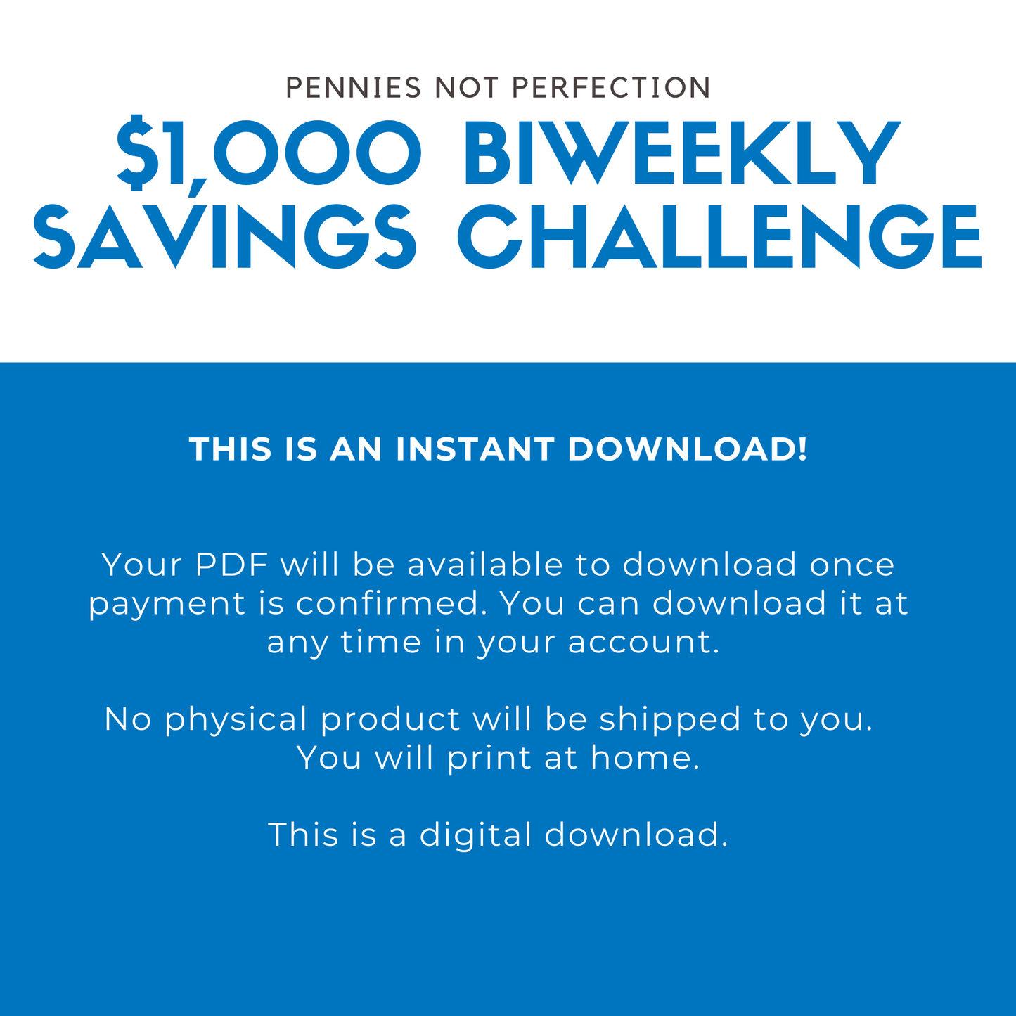 $1,000 Biweekly Savings Challenge Tracker (Save $1,000 In One Year)