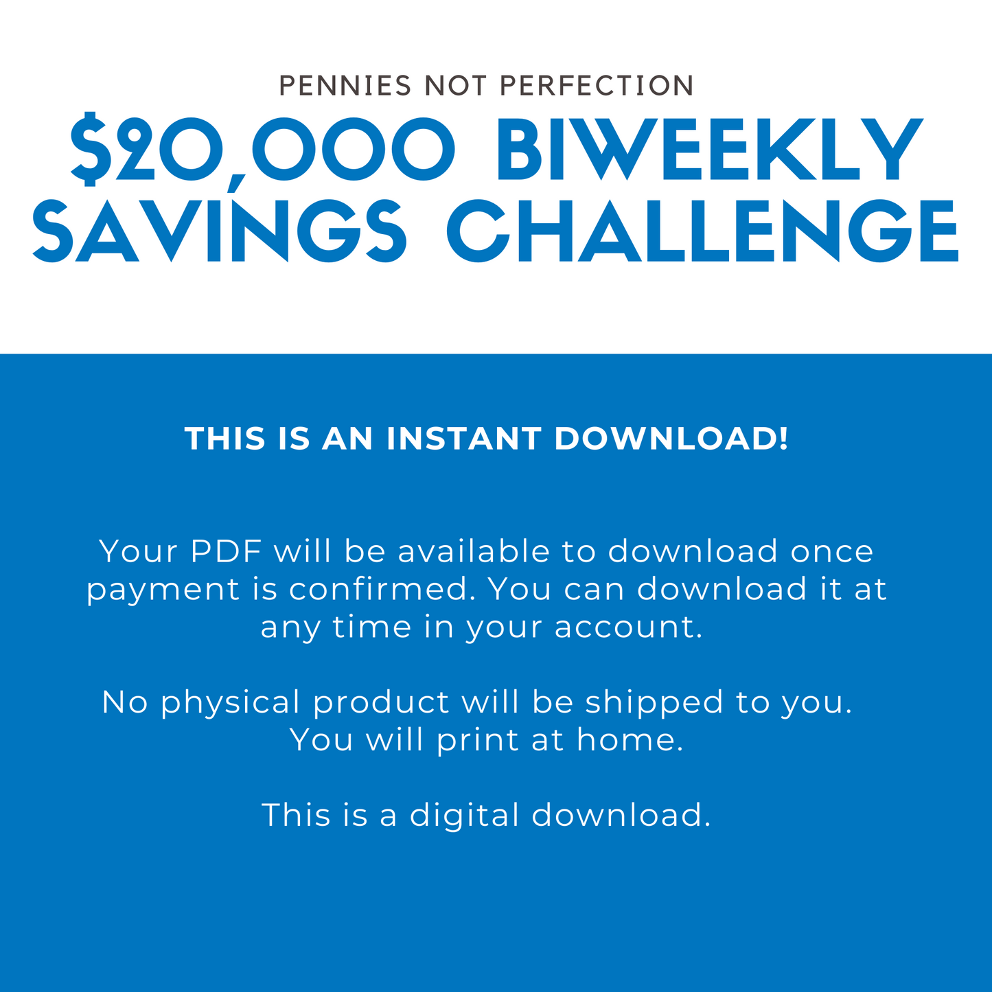 $20,000 Biweekly Savings Challenge Printable (Save $20,000 In One Year)