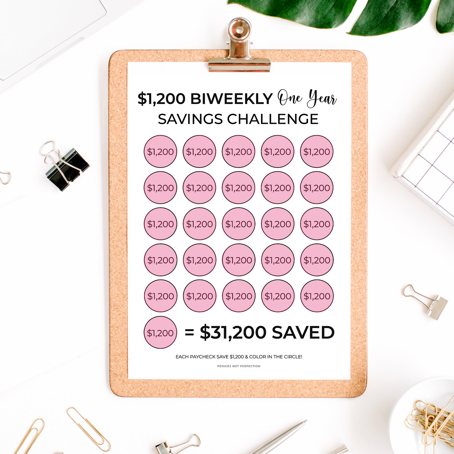 $30,000 Biweekly Savings Challenge Printable (Save $30,000 In One Year)