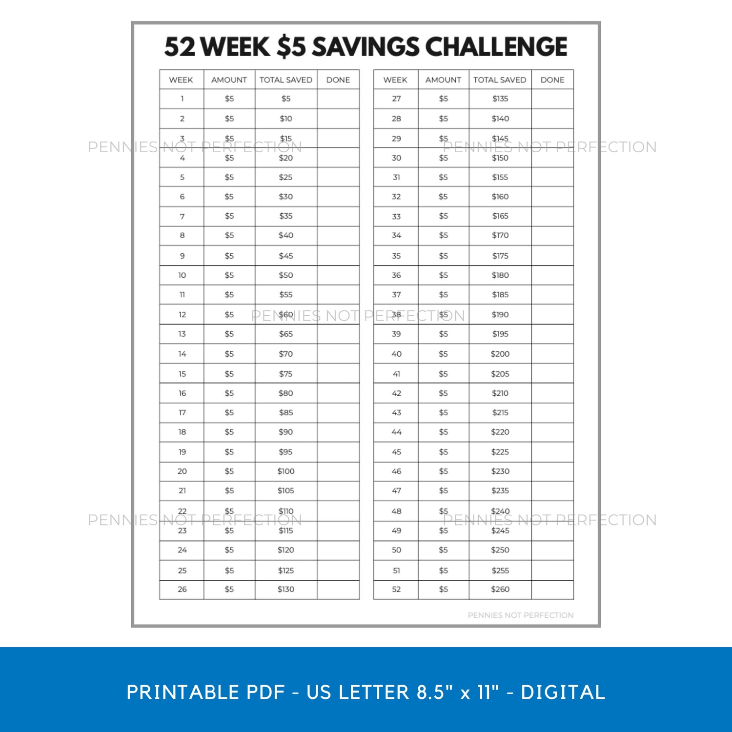 52 Week Savings Challenge Tracker Printable Bundle | Money Challenge Trackers | Savings Tracker PDF 1