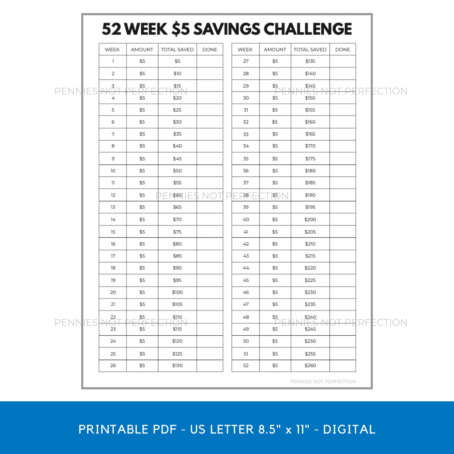52 Week Savings Challenge Tracker Printable Bundle | Money Challenge Trackers | Savings Tracker PDF 1