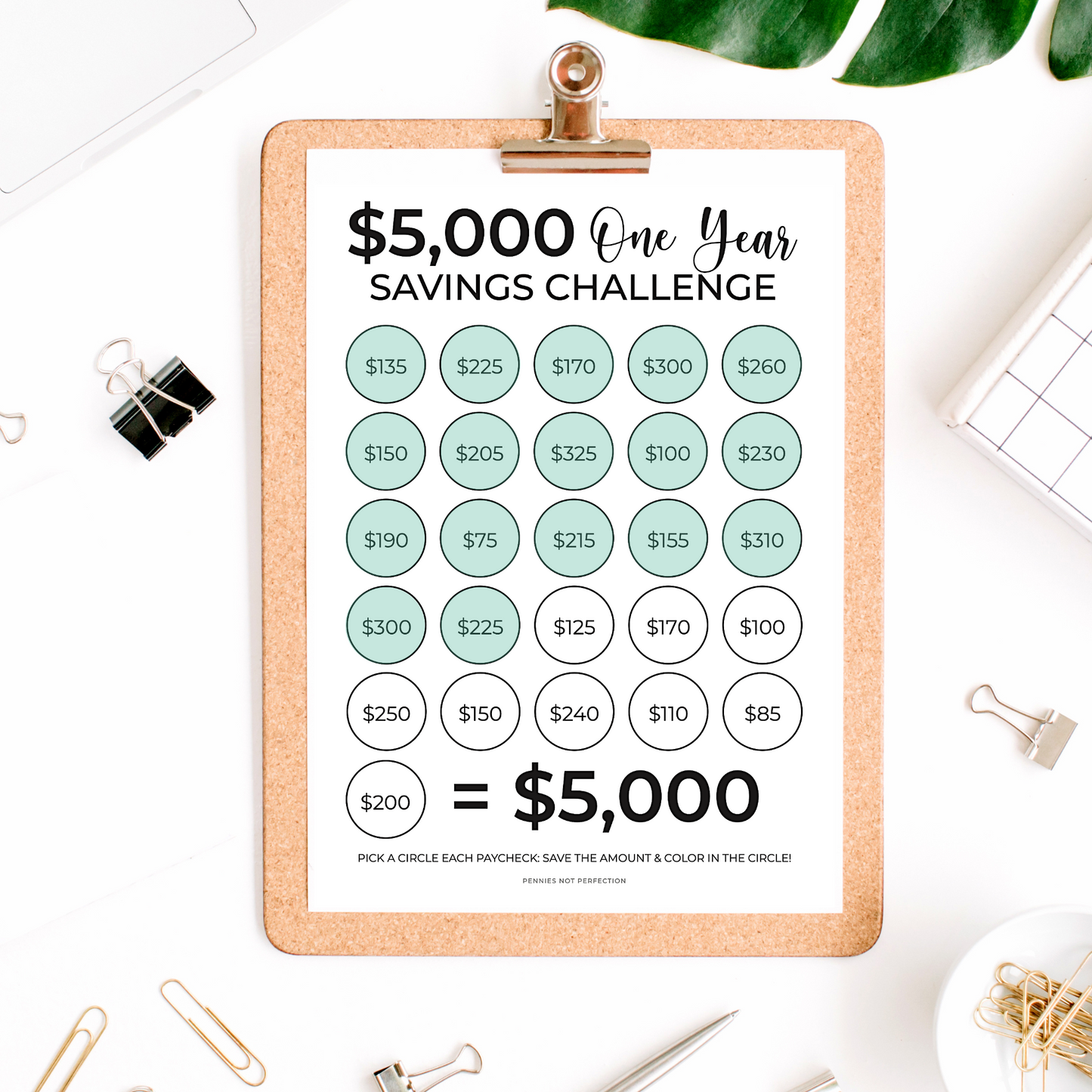 $5,000 Biweekly Savings Challenge Printable (Save $5,000 In One Year)