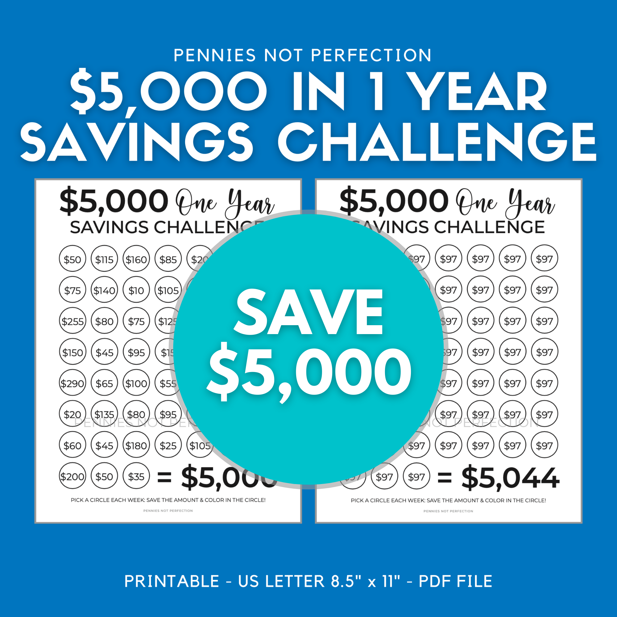 Money Saving Challenge Printable 5 Dollar Savings Challenge