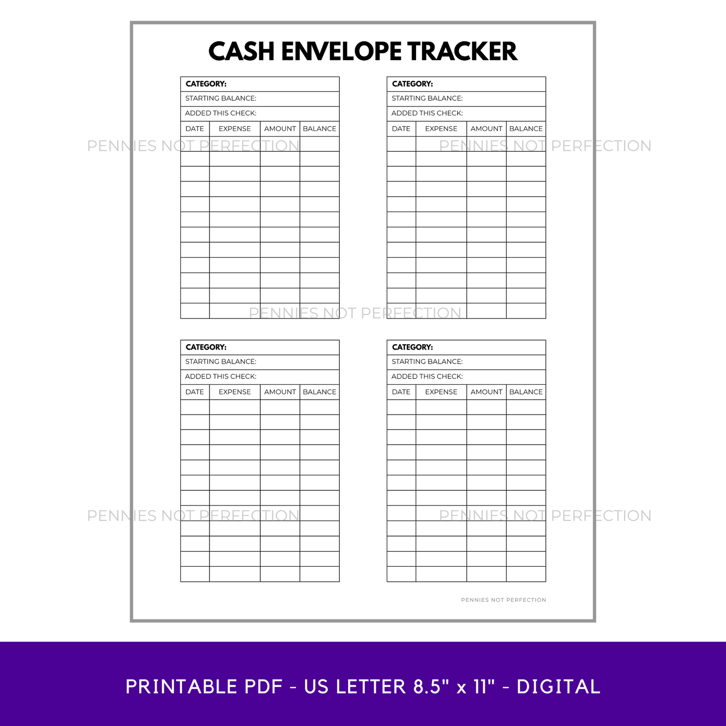 Printable Cash Envelope System Tracker | Cash Envelope System Printable