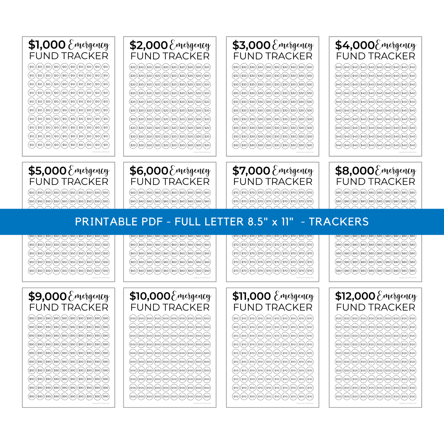 Emergency Fund Savings Tracker Bundle | Emergency Savings Printable By Amount