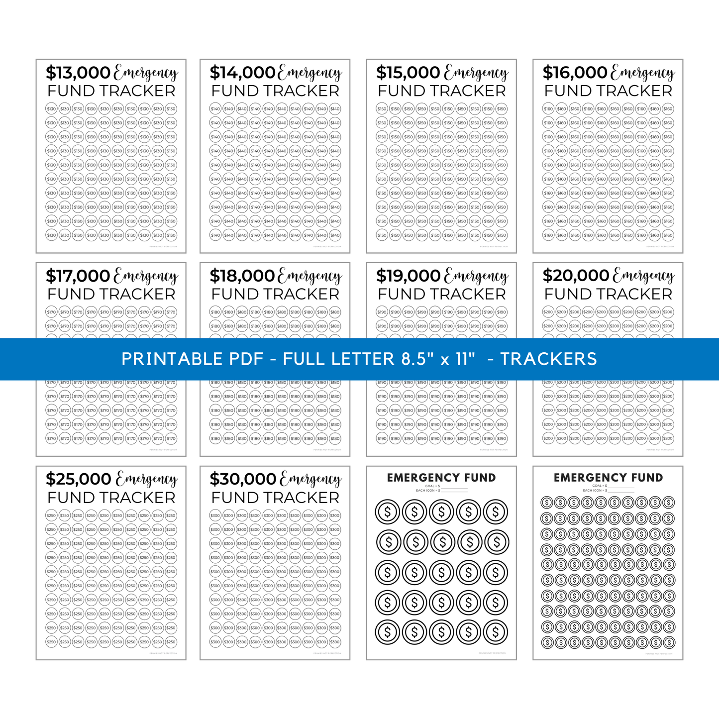 Emergency Fund Savings Tracker Bundle | Emergency Savings Printable By Amount
