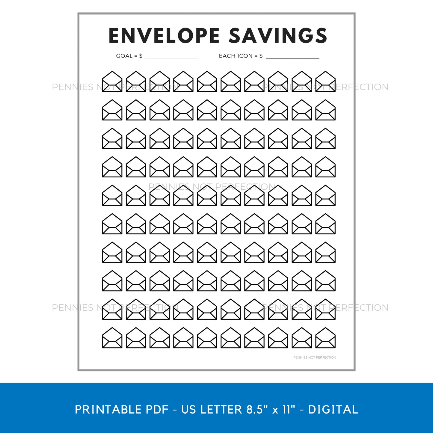 Envelope Savings Tracker Printable | Envelope Sinking Funds Tracker Chart | Save Money Printable Or Digital 1