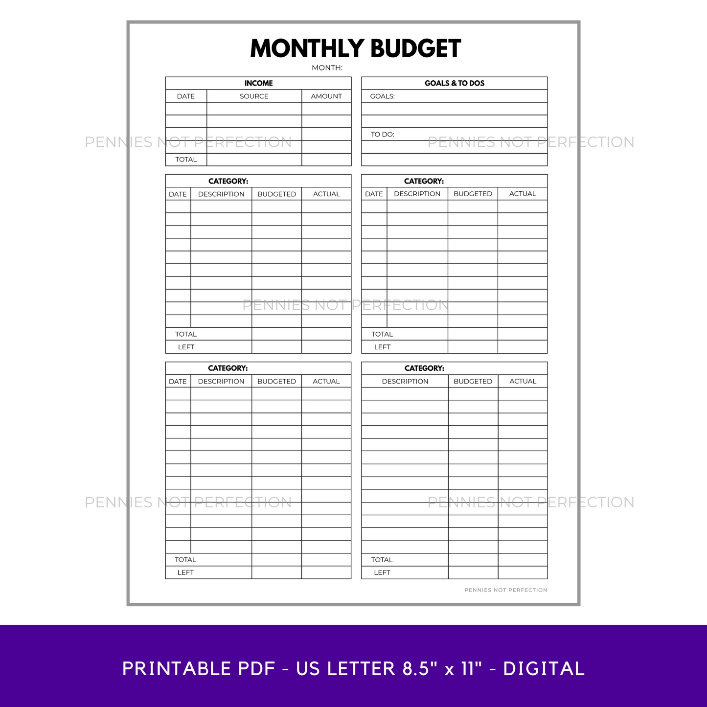 Monthly Budget Planner | Monthly Budget Tracker Printable
