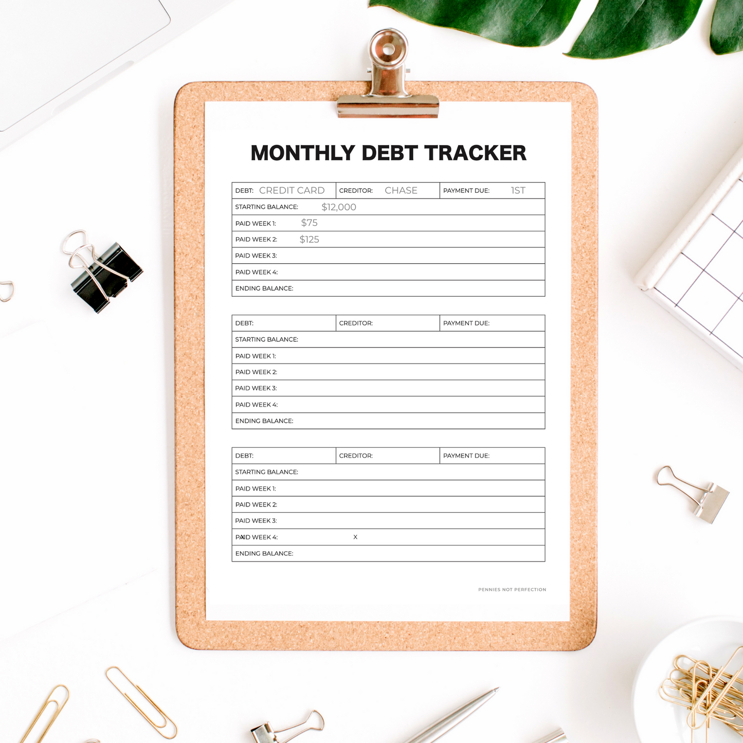 Monthly & Yearly Debt Pay Off Tracker Printable