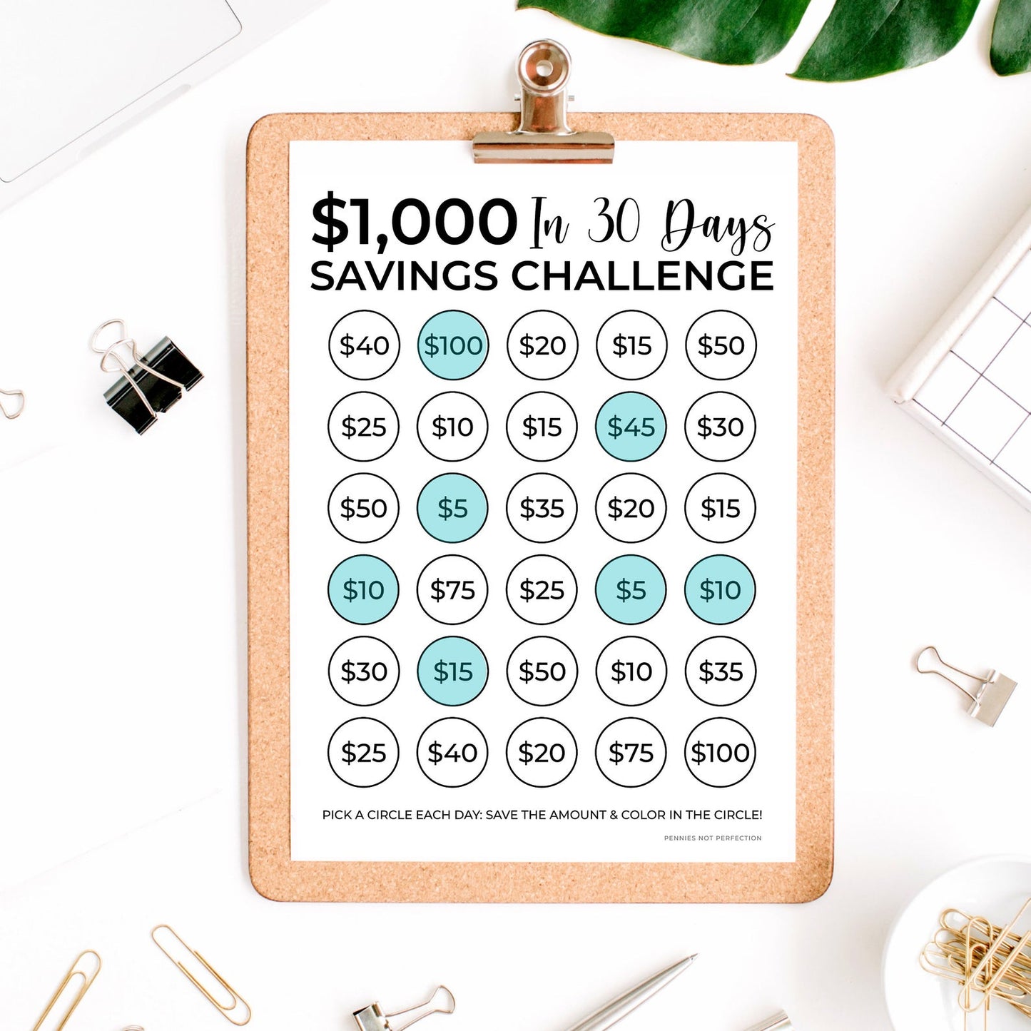 Saving Challenges Bundle + 80 Savings Tips | Save Money Challenge Trackers Printable Bundle - Pennies Not Perfection Printables 1