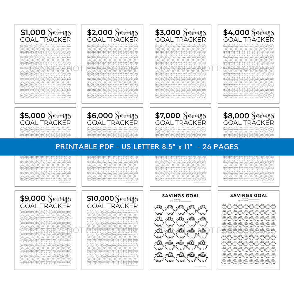Savings Tracker Bundle + Tips, Savings Tracker Printable By Amount, Savings Challenge Tracker, Money Challenge, Save Money Planner