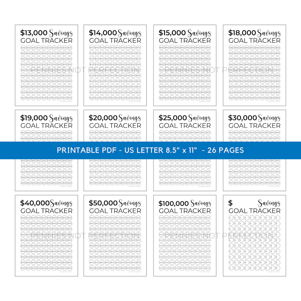 Savings Tracker Bundle + Tips, Savings Tracker Printable By Amount, Savings Challenge Tracker, Money Challenge, Save Money Planner