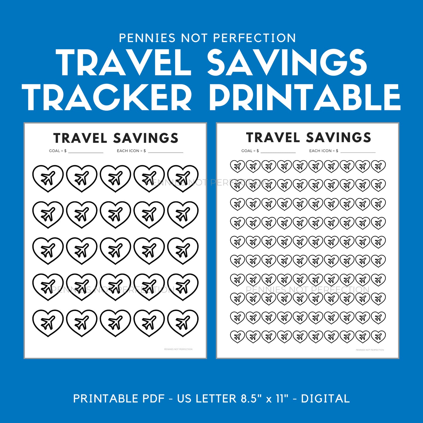 Travel Savings Goal Tracker Travel Fund Savings Tracker Printable PDF 1