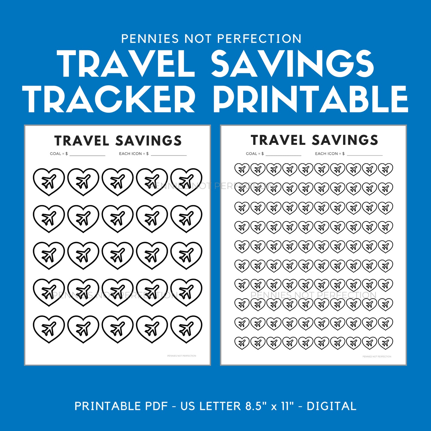 Travel Savings Goal Tracker Travel Fund Savings Tracker Printable PDF 1