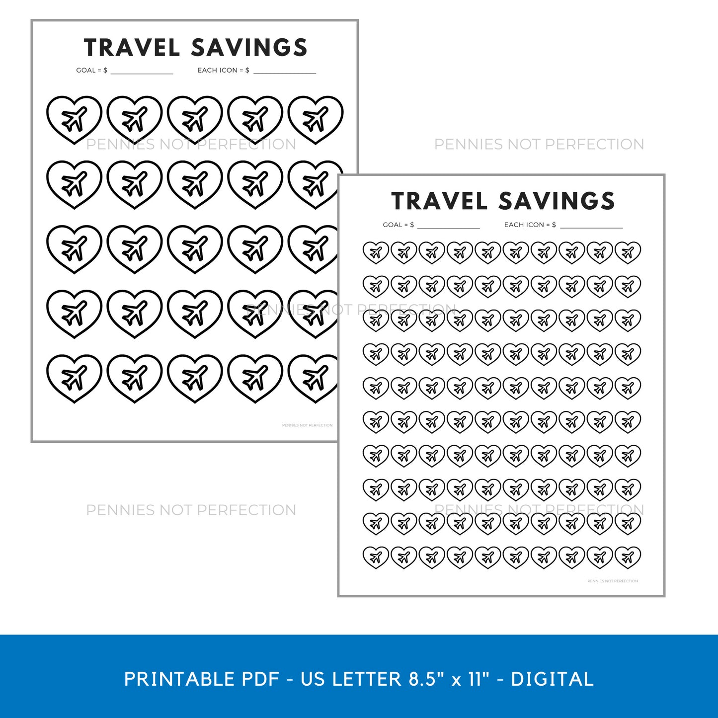 Travel Savings Goal Tracker Travel Fund Savings Tracker Printable PDF 1