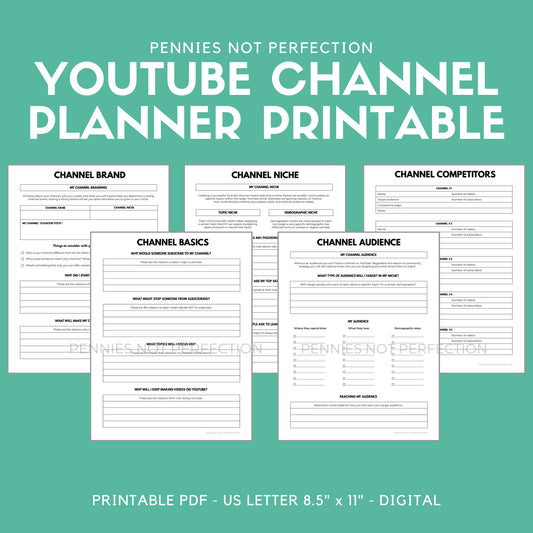YouTube Channel Ideas Planner | New Channel Planner & Checklist Printable | Youtube Success Planner 1
