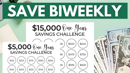 video showing all the pages inside the biweekly savings challenge