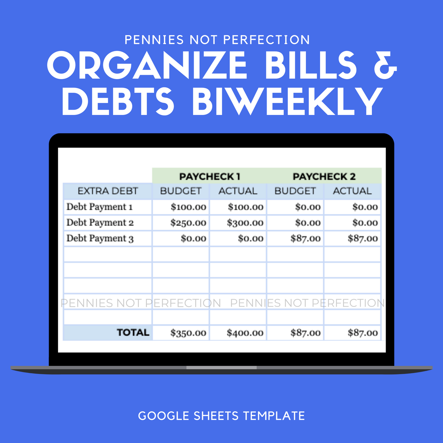 BIWEEKLY Budget Spreadsheet Template (Google Sheets)