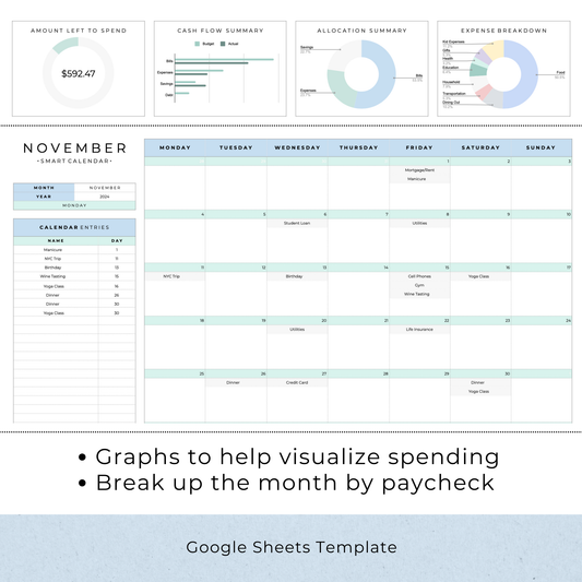 BIWEEKLY Paycheck Budget Spreadsheet (Google Sheets)