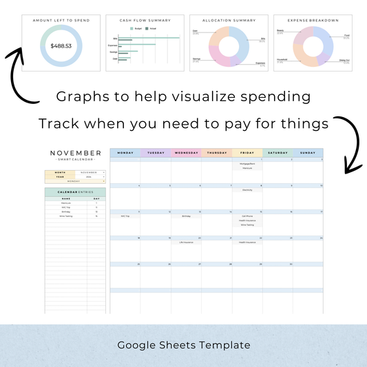 Colorful Paycheck Budget Spreadsheet (Google Sheets)