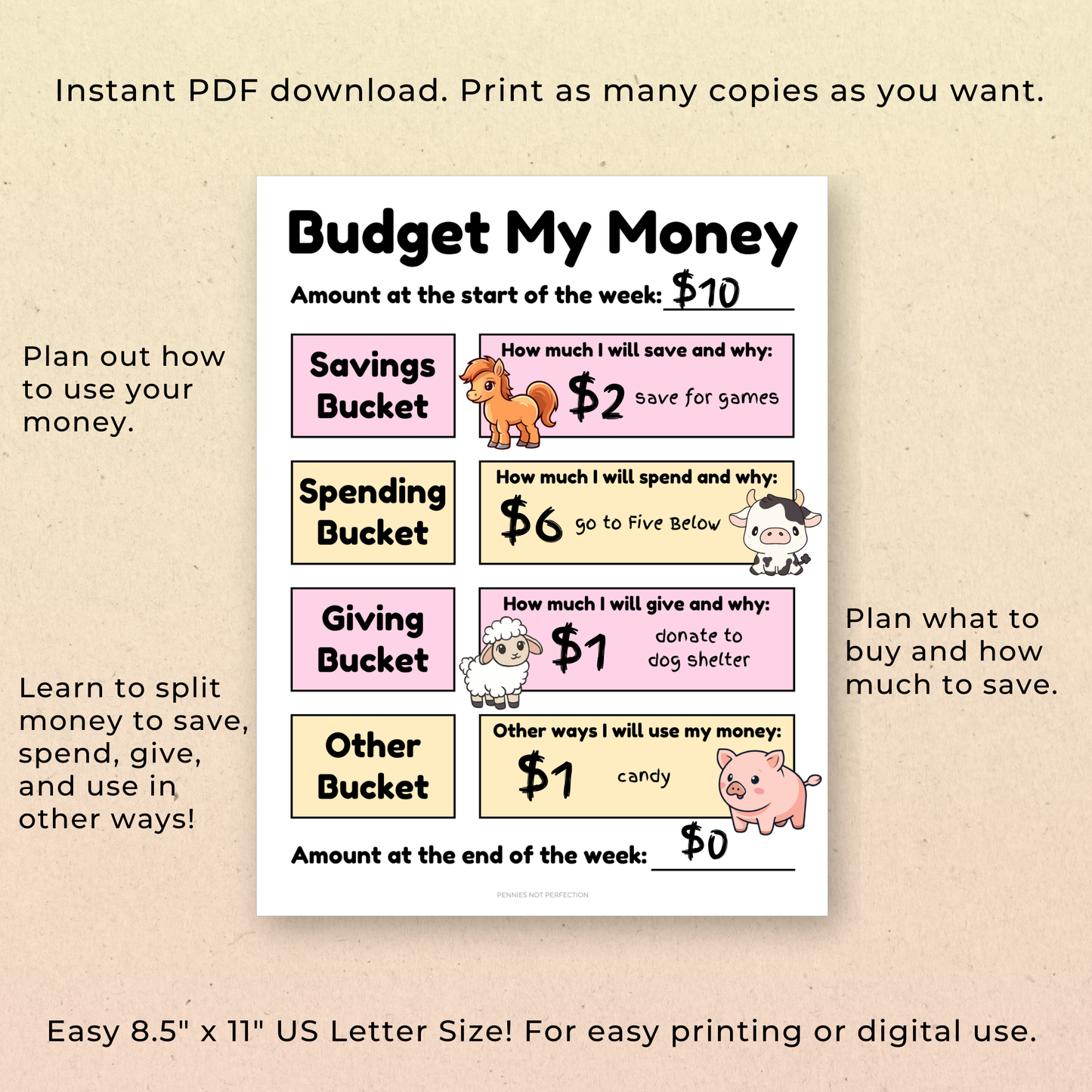 Kids Budgeting Worksheet