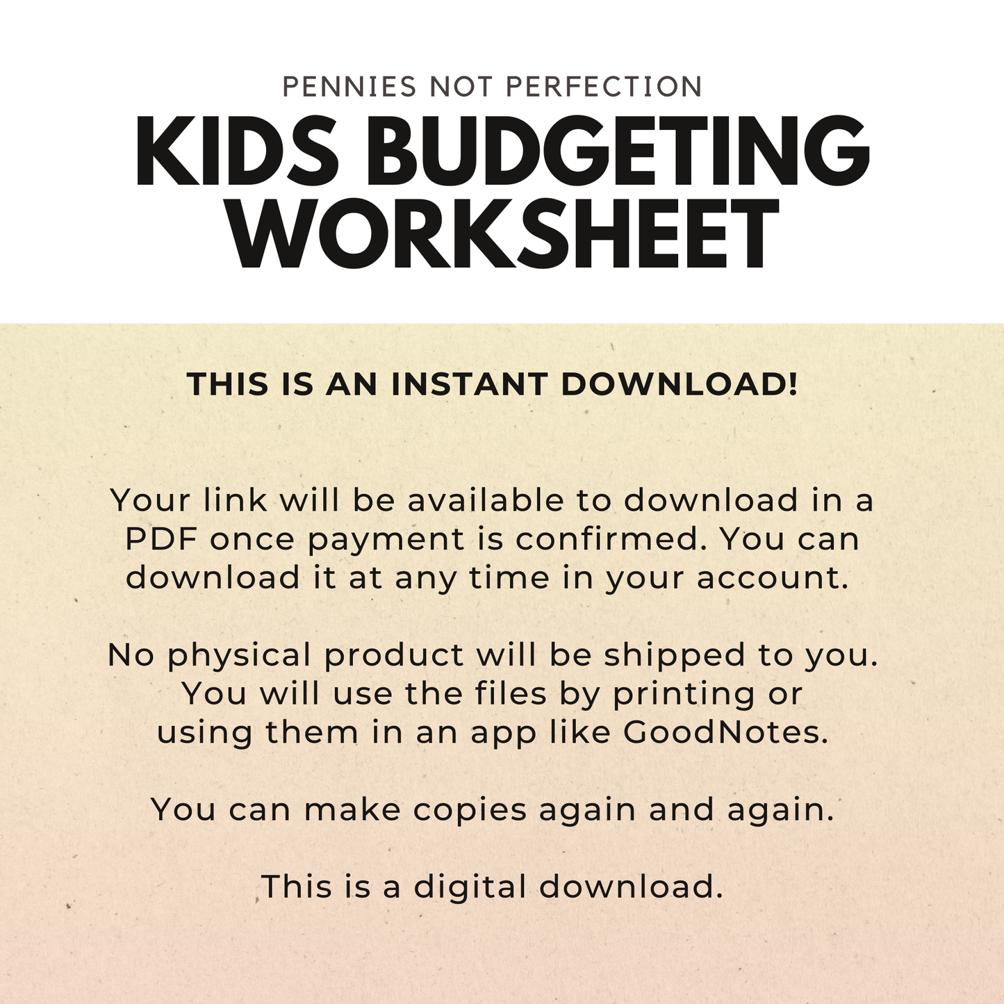 Kids Budgeting Worksheet