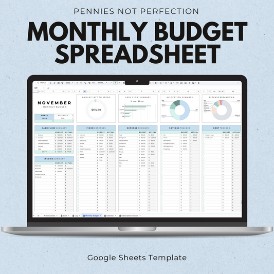 Monthly Budget Spreadsheet (Google Sheets)