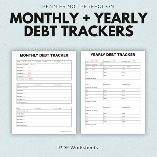 Monthly & Yearly Debt Pay Off Tracker Printable