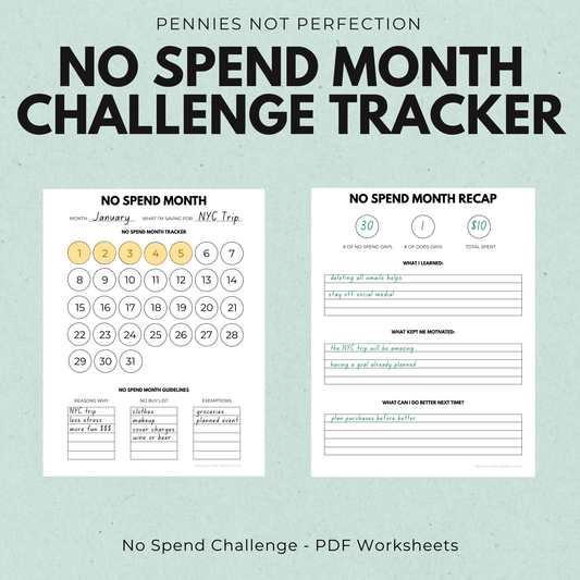 No Spend Month Tracker For No Spend Challenges