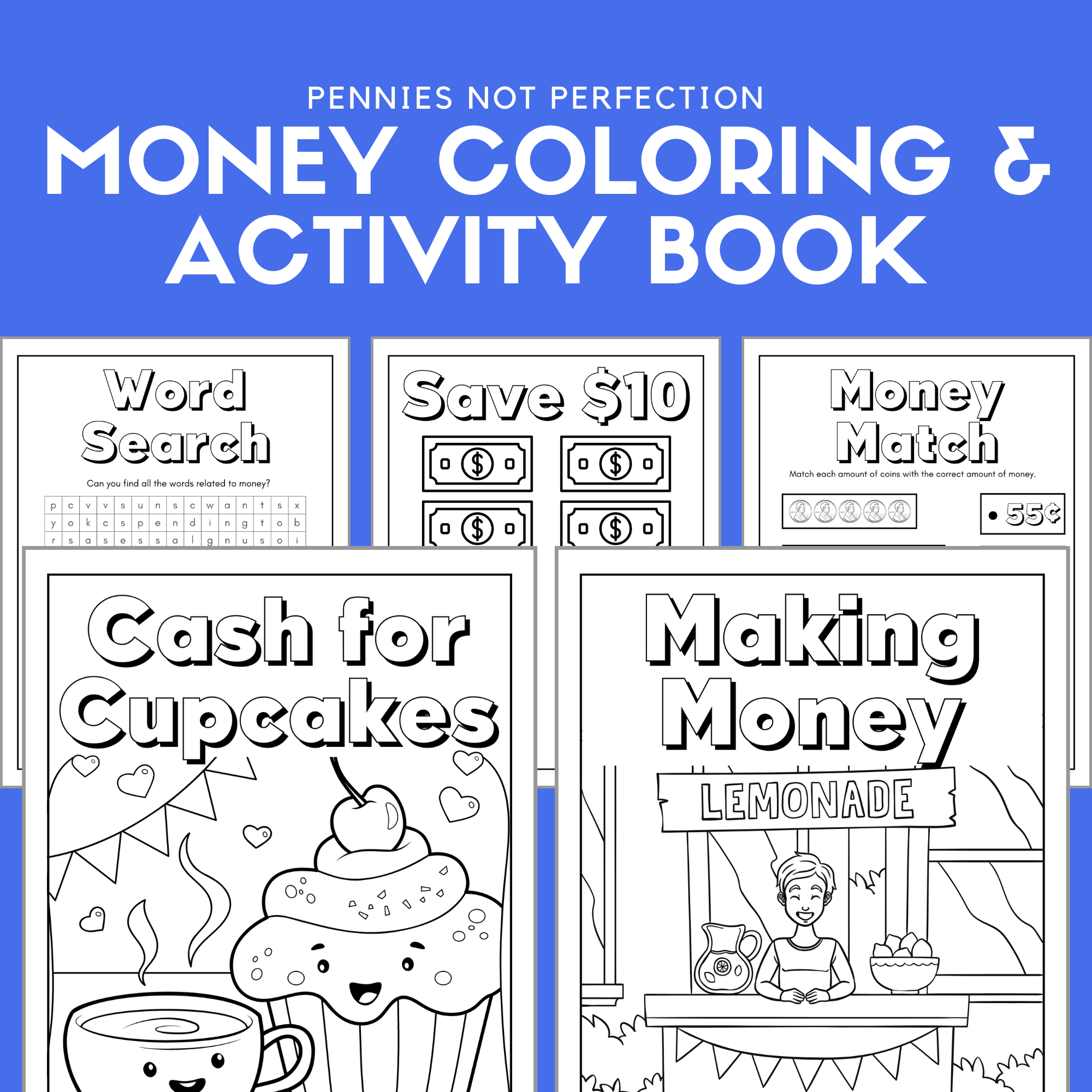 Money Note Coluring Money Coloring Book For Kids (35 CUTE Money Coloring Sheets ...