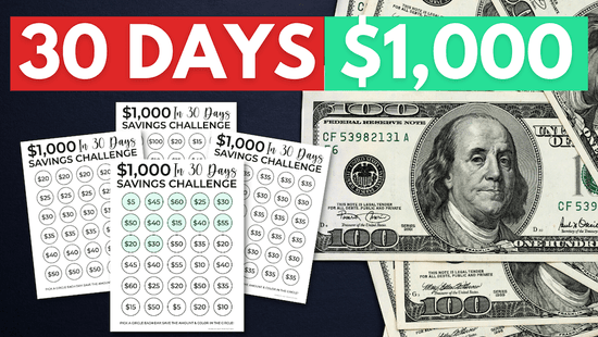 $1,000 In 30 Days Savings Challenge Printable | Save $1,000 In A Month