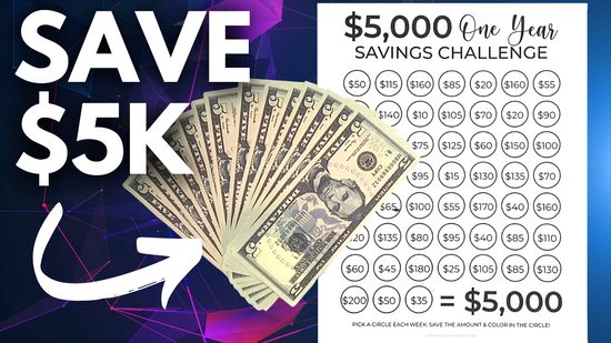 $5,000 In One Year Savings Challenge Tracker Printable