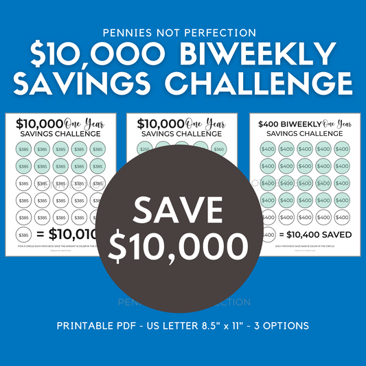 $10,000 Biweekly Savings Challenge Printable (Save $10,000 In One Year)