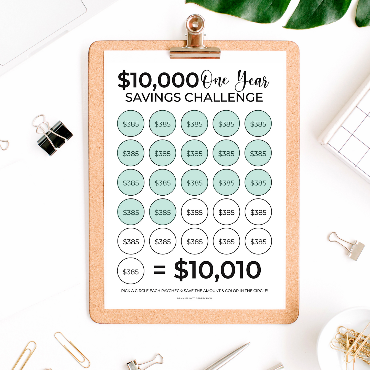 $10,000 Biweekly Savings Challenge Printable (Save $10,000 In One Year)