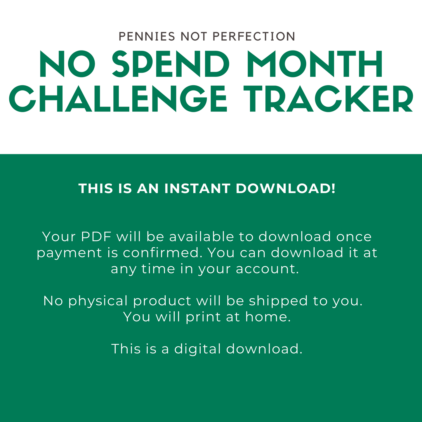 No Spend Month Tracker | No Spend Challenge Printable