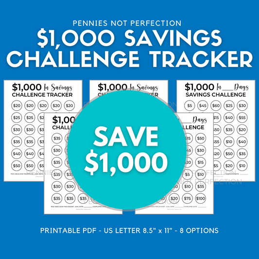 $1,000 Money Savings Challenge Printable (CHOOSE YOUR TIMEFRAME) | Save $1,000