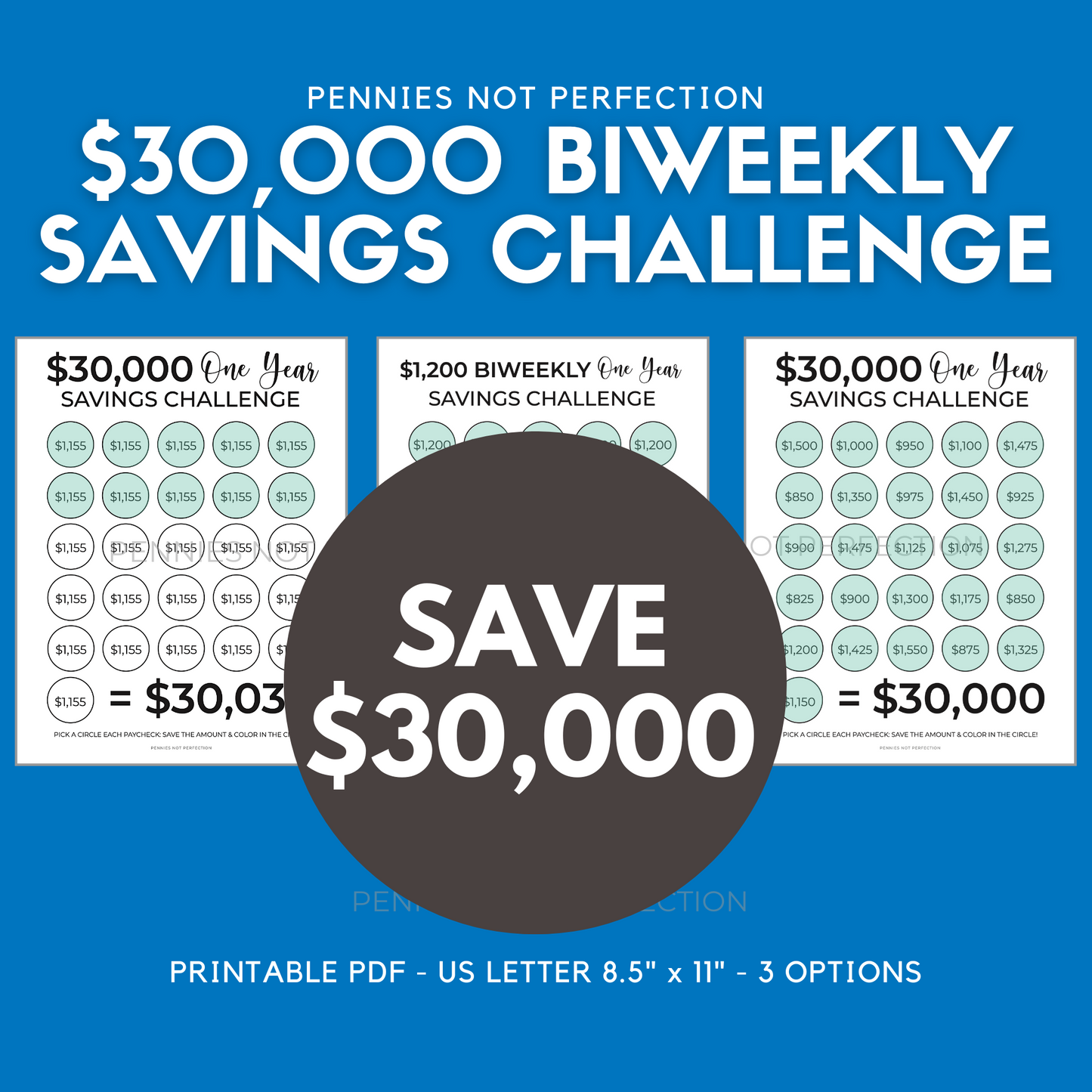 $30,000 Biweekly Savings Challenge Printable (Save $30,000 In One Year)