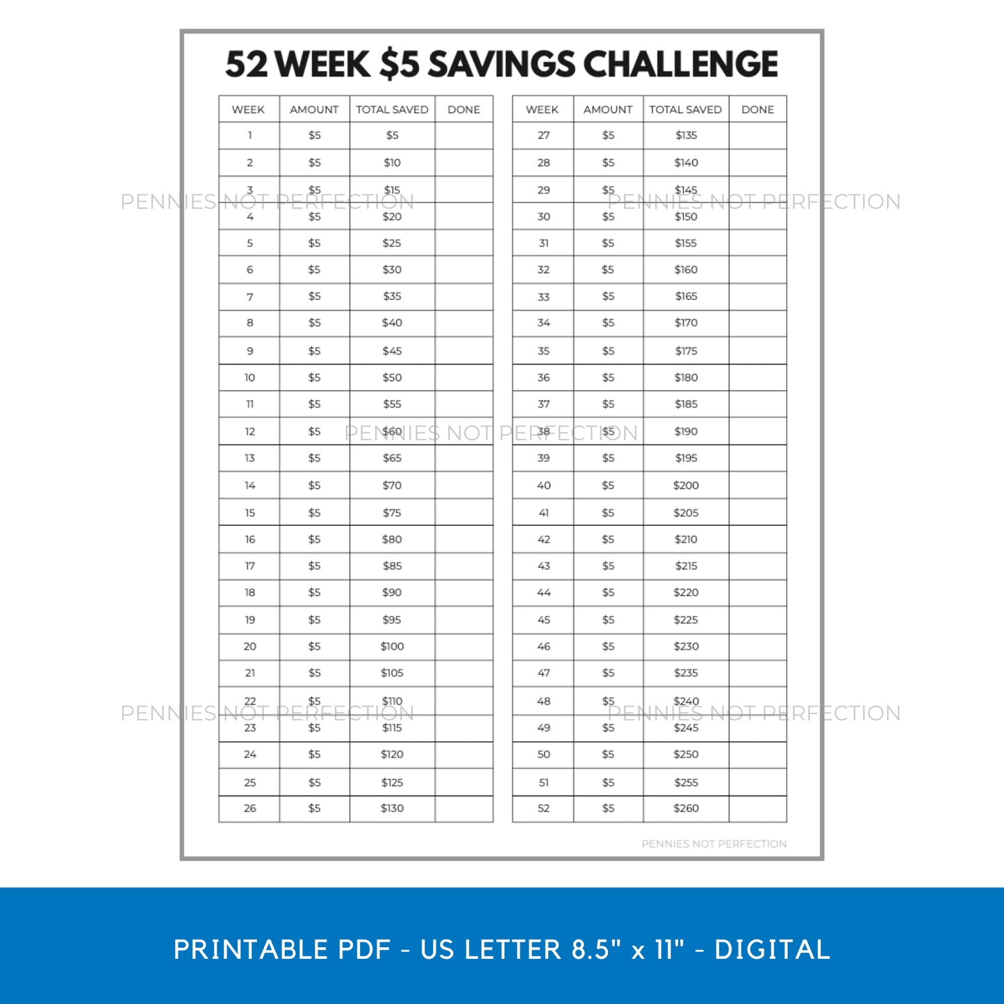 52 Week Savings Challenge Tracker Printable Bundle | Money Challenge Trackers | Savings Tracker PDF 1