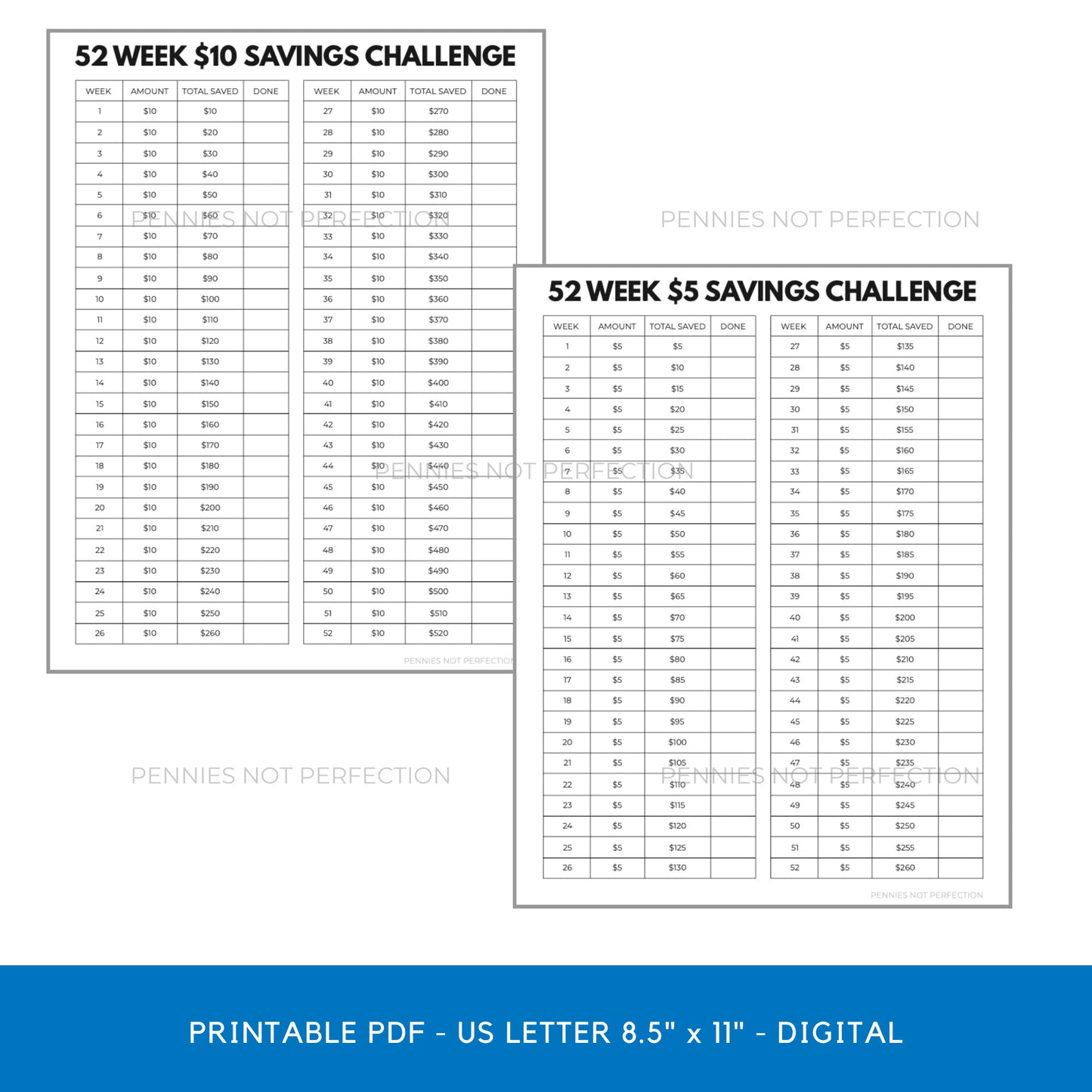 52 Week Savings Challenge Tracker Printable Bundle | Money Challenge Trackers | Savings Tracker PDF 1