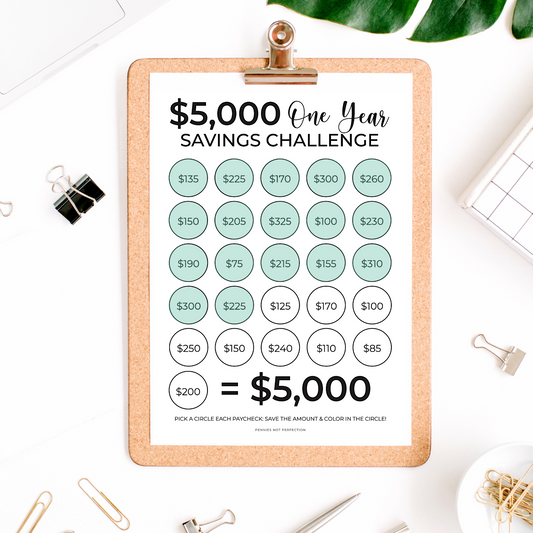 $5,000 Biweekly Savings Challenge Printable (Save $5,000 In One Year)