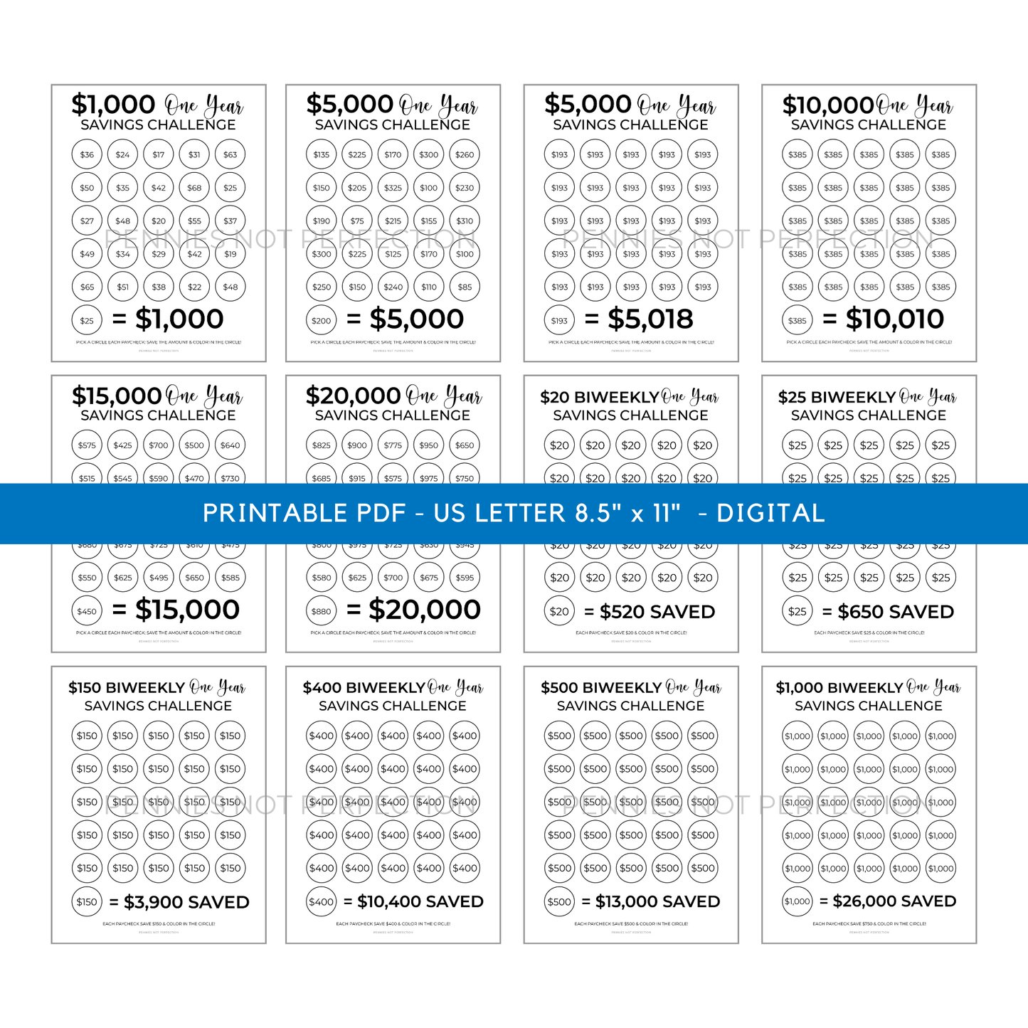 BIWEEKLY Saving Challenges Printable Bundle + 80 Savings Tips