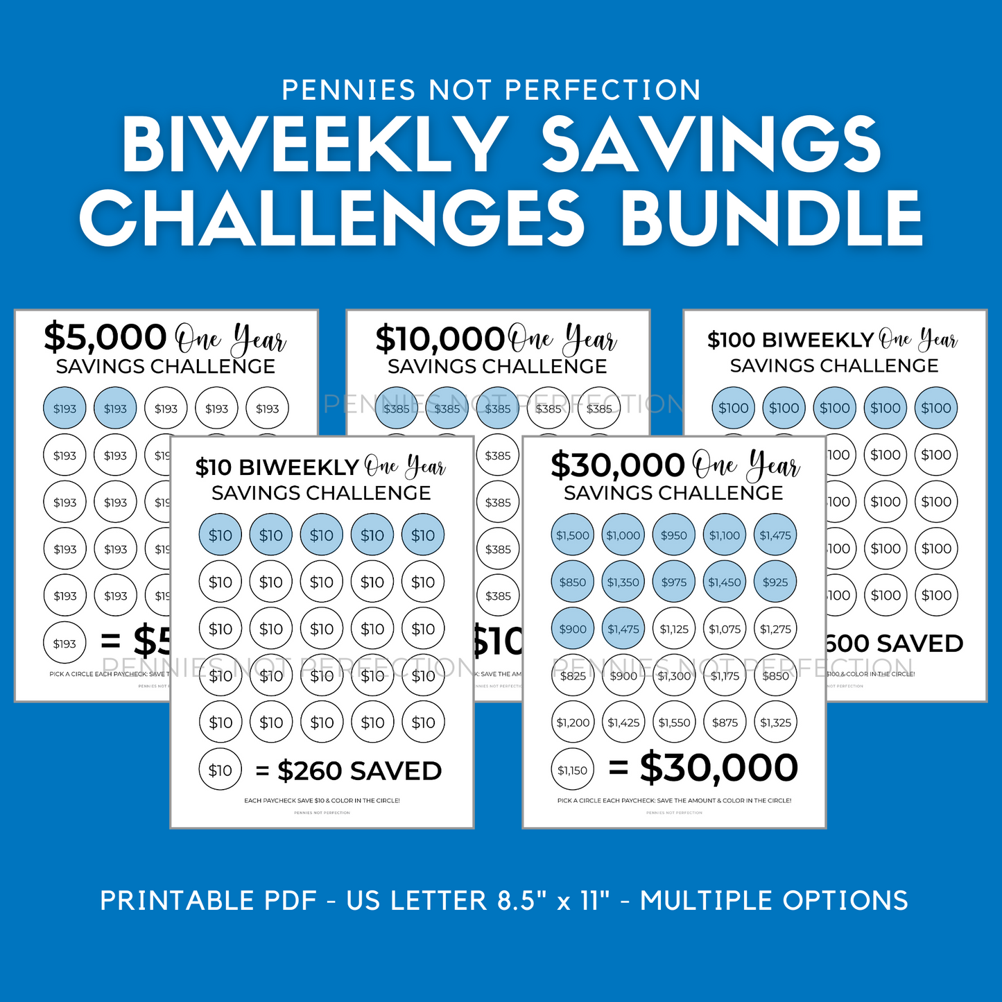 BIWEEKLY Saving Challenges Printable Bundle + 80 Savings Tips
