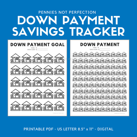 Down Payment Savings Tracker | House Down Payment Savings Printable